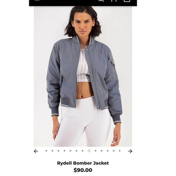 Rydell Bomber Jacket Alpha Prime Slim Silver Y2K Preppy Festival Women Large - Picture 1 of 10